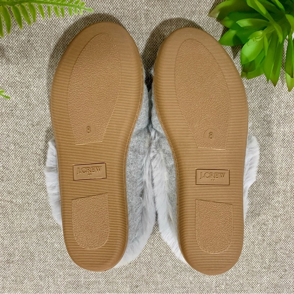 J.CREW Faux Fur Grey Moccasin with Silver Bow 8M NEW! - Picture 8 of 8